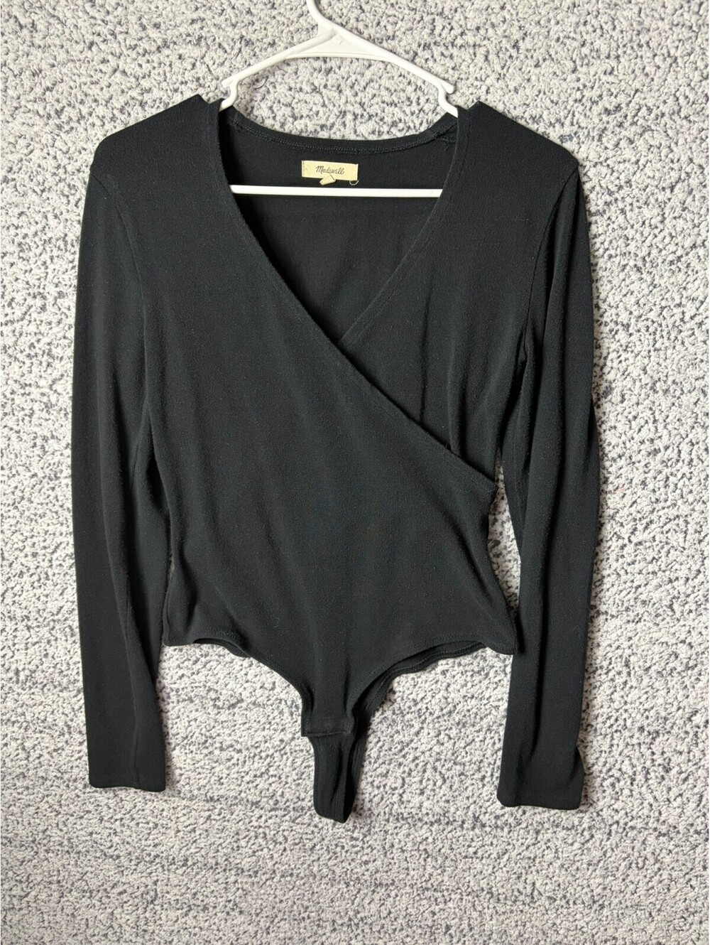 Madewell Women’s M Black Wrap Front Long Sleeve Bodysuit Stretch FA22